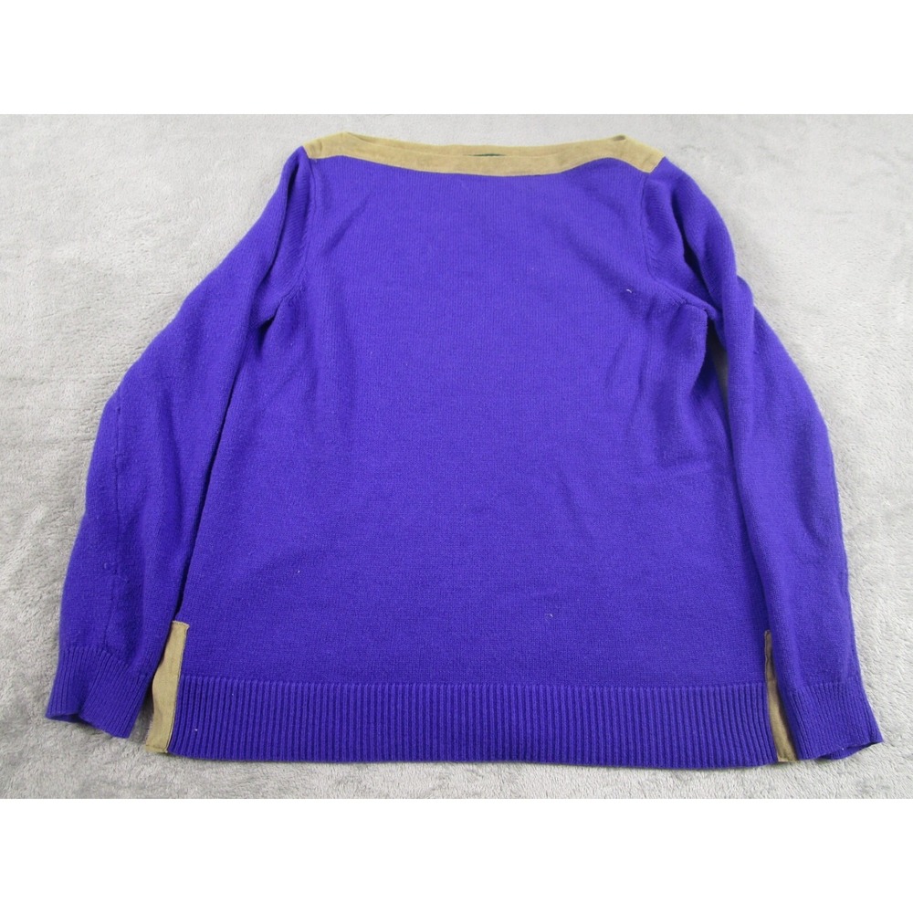 Lauren Ralph Lauren Sweater Womens Medium Purple Wool Blend Preppy Boat‎ Neck